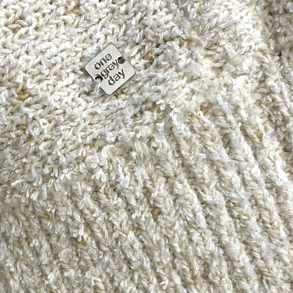 ONE GREY DAY Women’s sz XS Sweater Cream Cotton Silk Blend Knit Mesh Oatmeal - Picture 7 of 7
